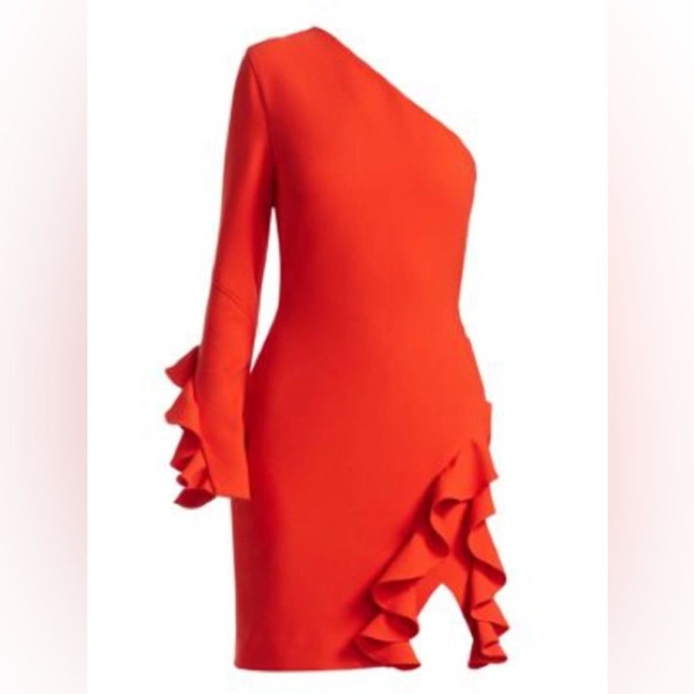 cinq à sept PIA One Shoulder Cocktail Dress - NWT! Size: 0, Orange/red